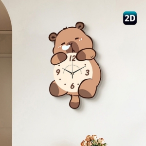 BROWN BEAR 2D Decorative Clock – นาฬิกาหมีน้ำตาลตกแต่งผนัง 2D