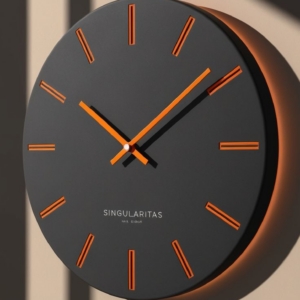 CARBON FIBER Accent Clock – นาฬิกาขอบโลหะสีดำส้ม