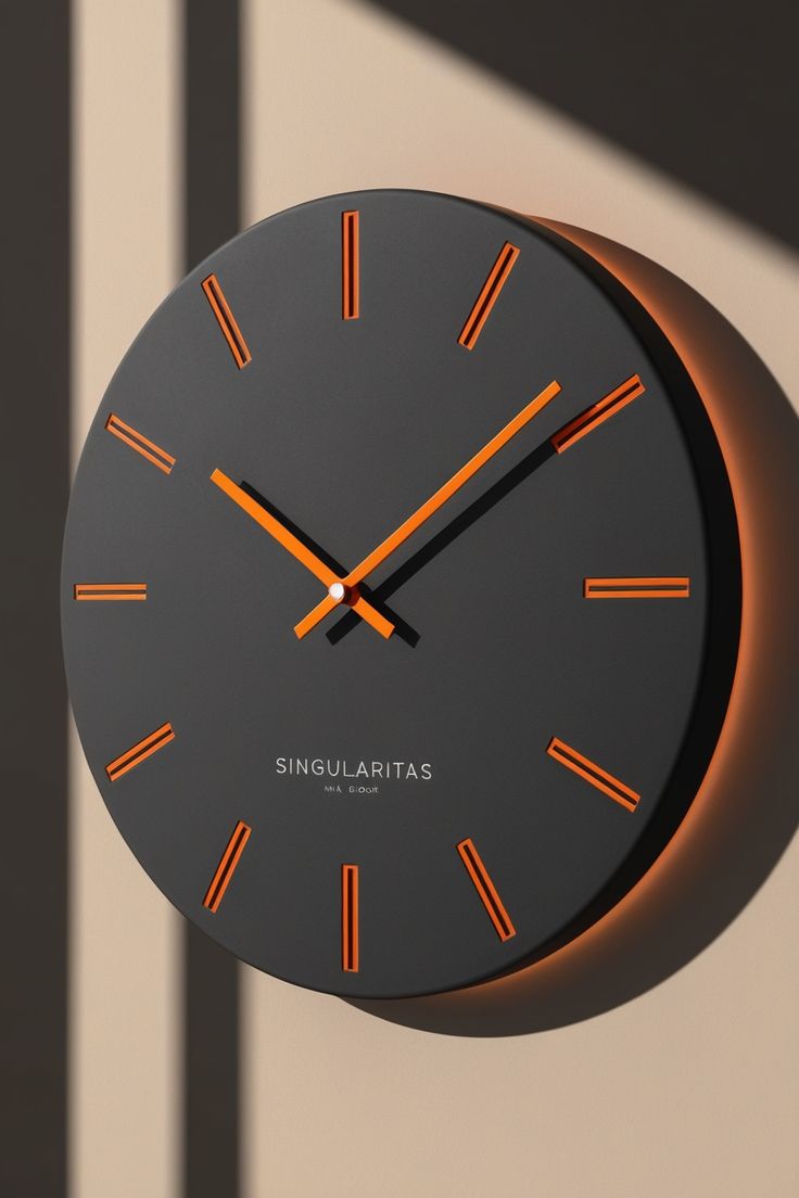 CARBON FIBER Accent Clock – นาฬิกาขอบโลหะสีดำส้ม