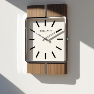 VERTICAL CUBE Modern Wood Clock – นาฬิกาทรงสี่เหลี่ยมบนฐานไม้
