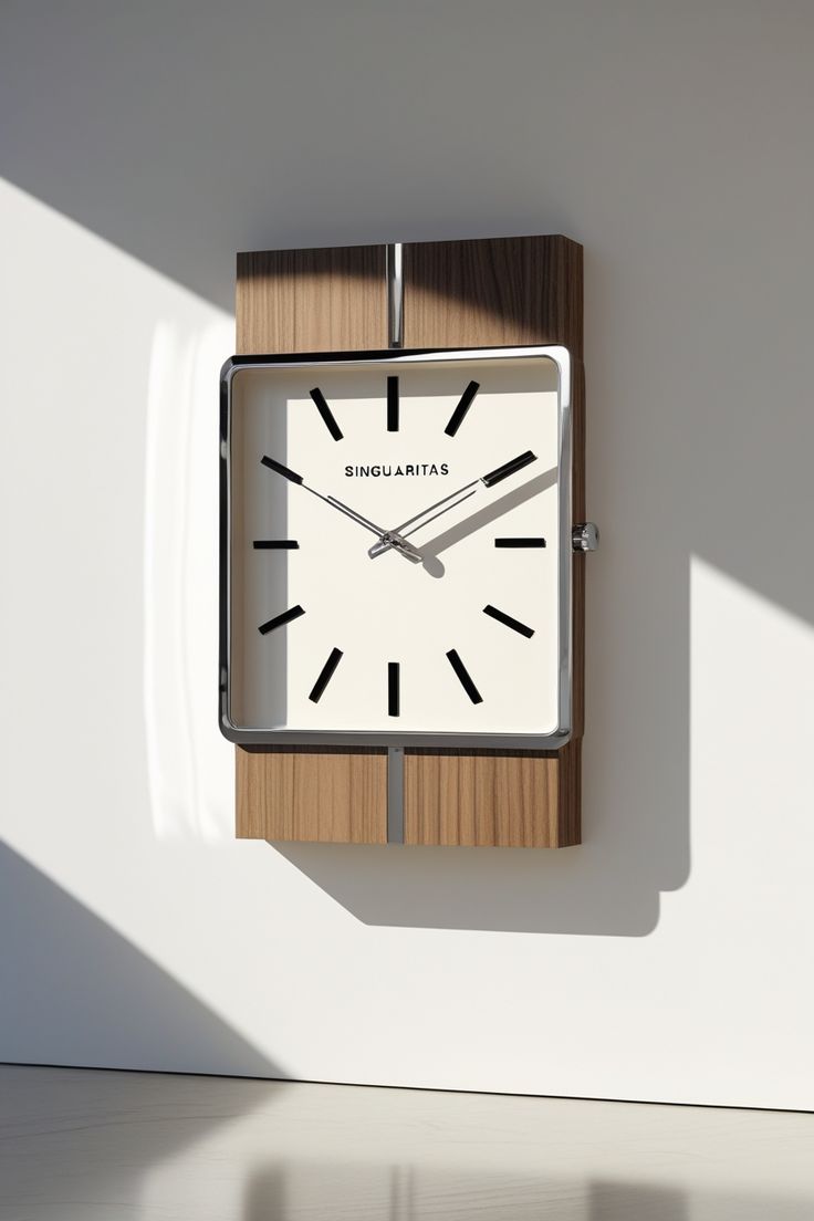 VERTICAL CUBE Modern Wood Clock – นาฬิกาทรงสี่เหลี่ยมบนฐานไม้