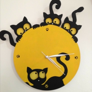 HALLOWEEN CATS Decorative Clock – นาฬิกาลายแมวดำฮาโลวีน