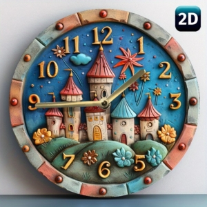 FANTASY CASTLE 2D Decorative Clock – นาฬิกาปราสาทแฟนตาซี 2D**