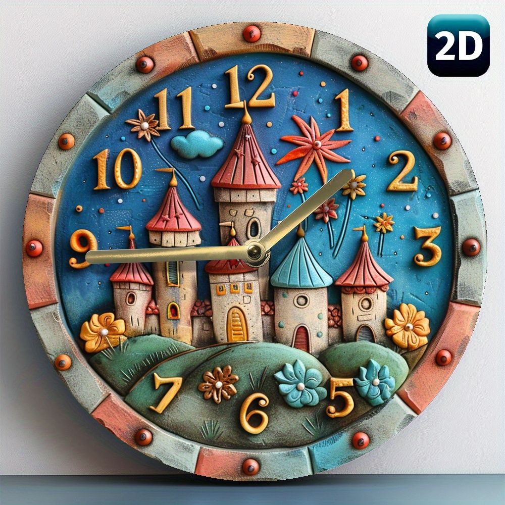 FANTASY CASTLE 2D Decorative Clock – นาฬิกาปราสาทแฟนตาซี 2D**