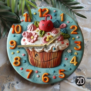 CUPCAKE 2D Decorative Clock – นาฬิกาลายคัพเค้ก 2D**